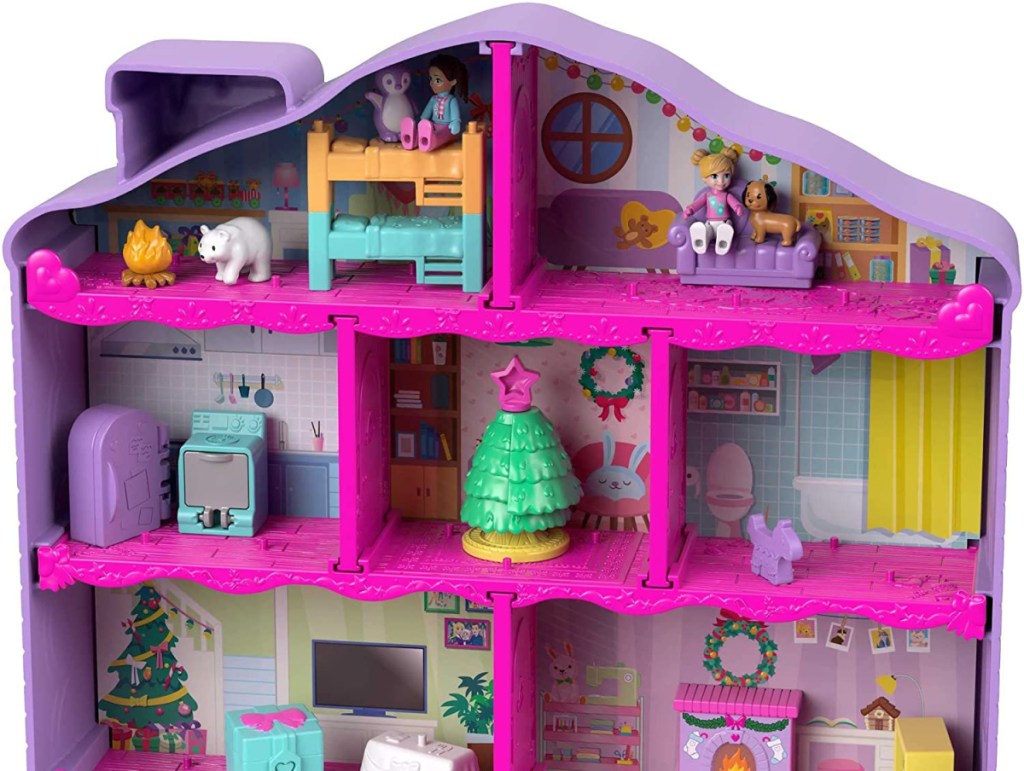 closeup of polly pocket advent calendar playset house