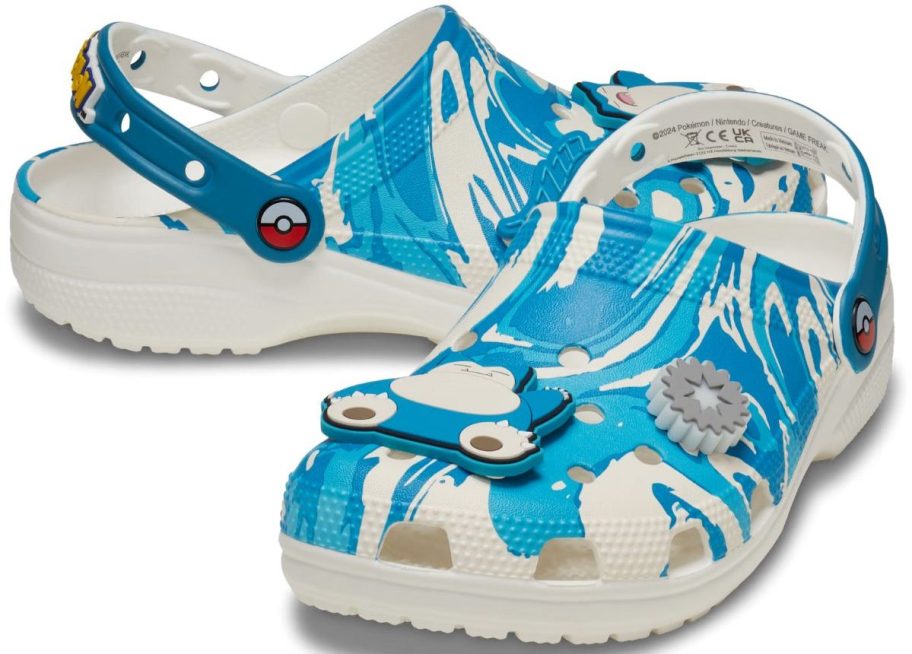 snorlax teal and white character crocs