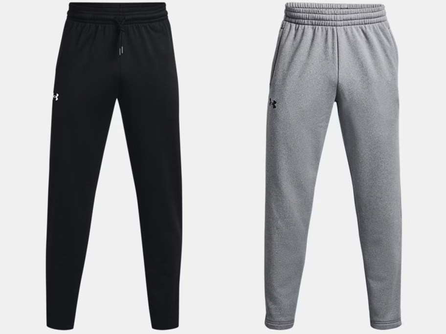 black and gray under armour fleece pants 