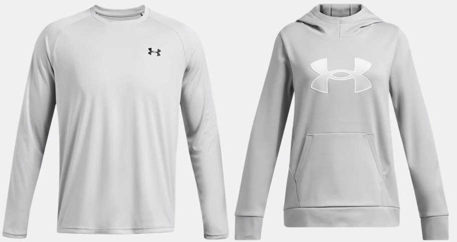 under armour white long sleeve and hoodie