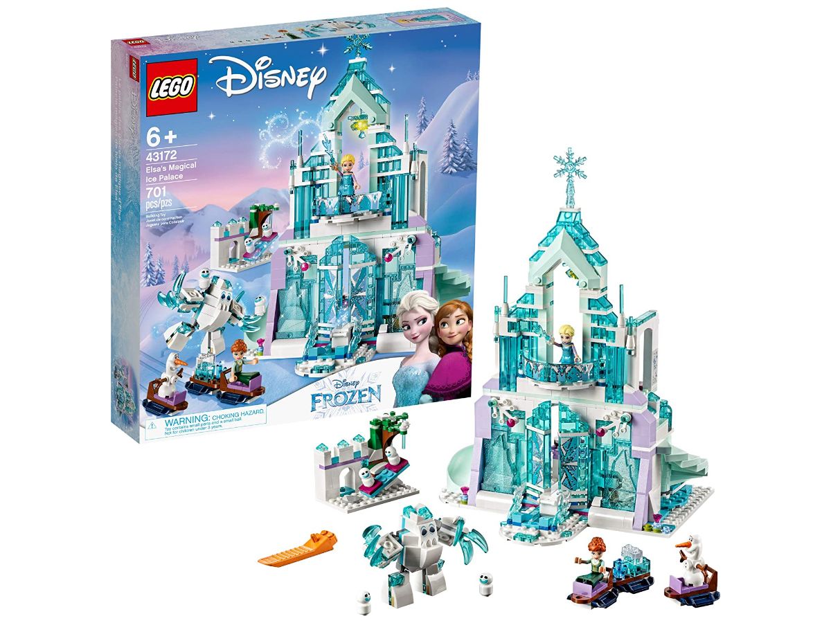 conlinepleted LEFO Elsa's ice palace set with box.