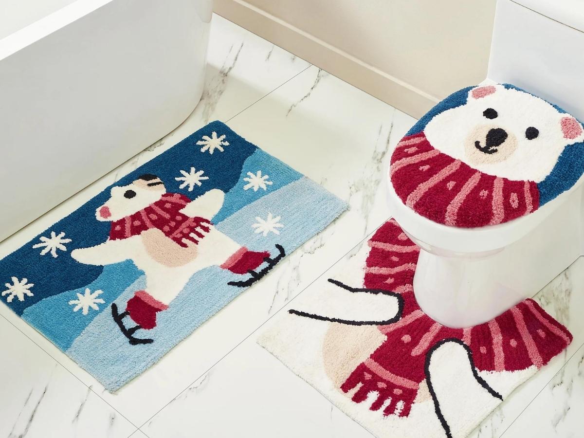 3-Piece Holiday Time Bath Rug Set - Polar Bear