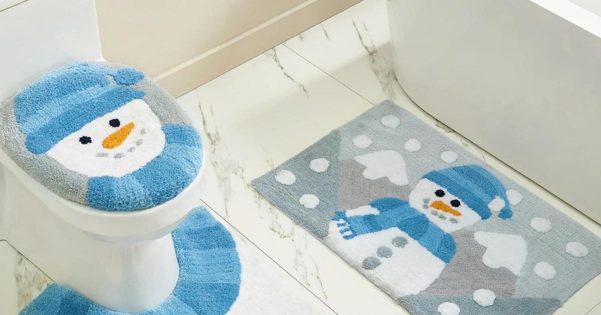 3-Piece Holiday Time Bath Rug Set - Snowman