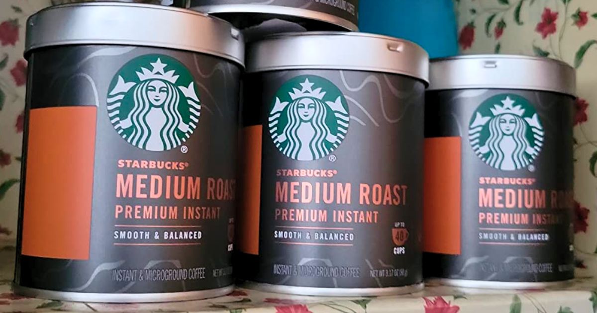 3 tins starbucks medium roast instant coffee 