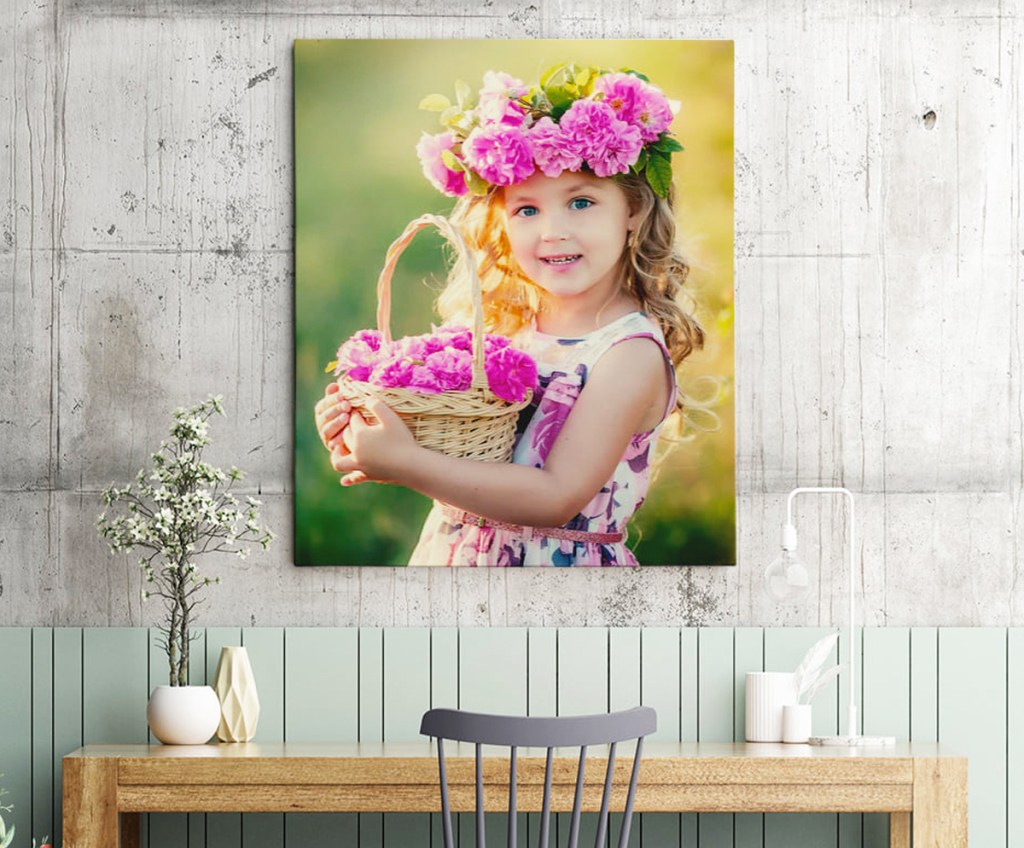 canvas photo print on wall