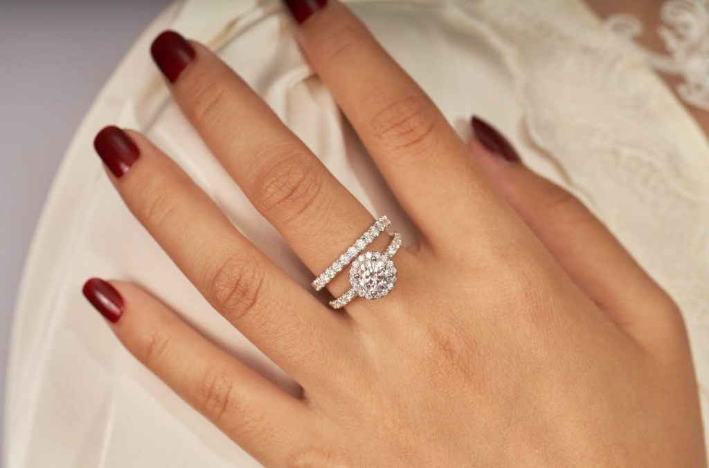 woman wearing two stacking rings