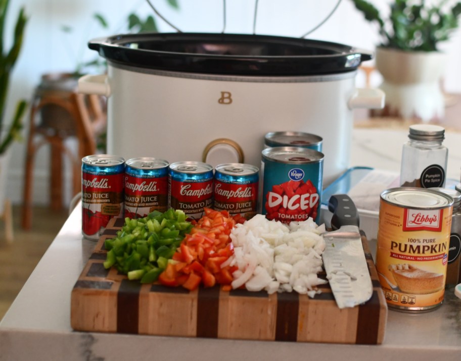 Ingredients for Pumpkin Chili on a counter