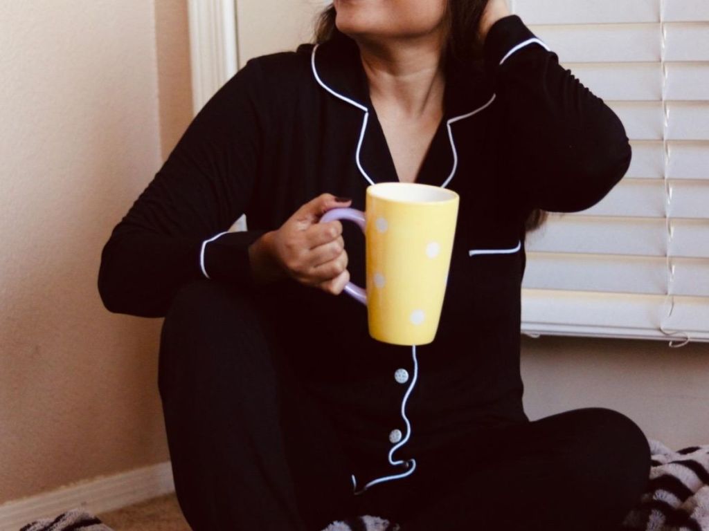 woman wearing Innersy Womens Pajamas