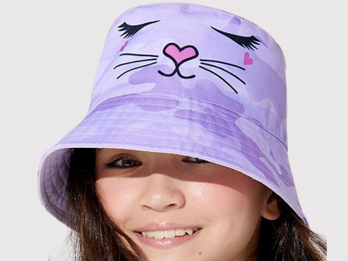 OMG Accessories Lavender Camo Miss Bella Kitty Bucket Hat