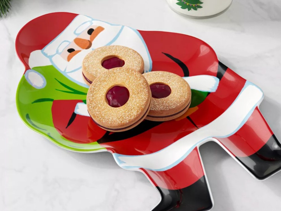 santa plate with cookies