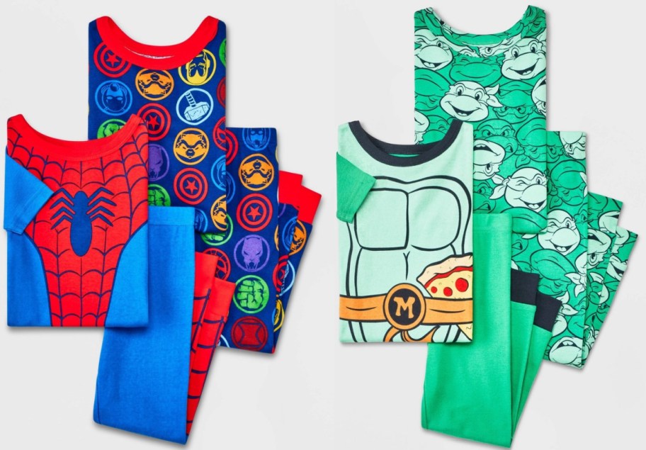 Toddler spiderman and ninja turtle pjs