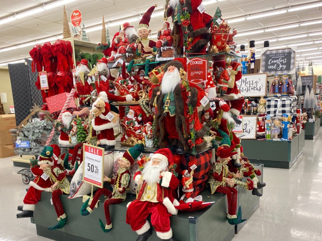 display of hobby lobby Christmas decor