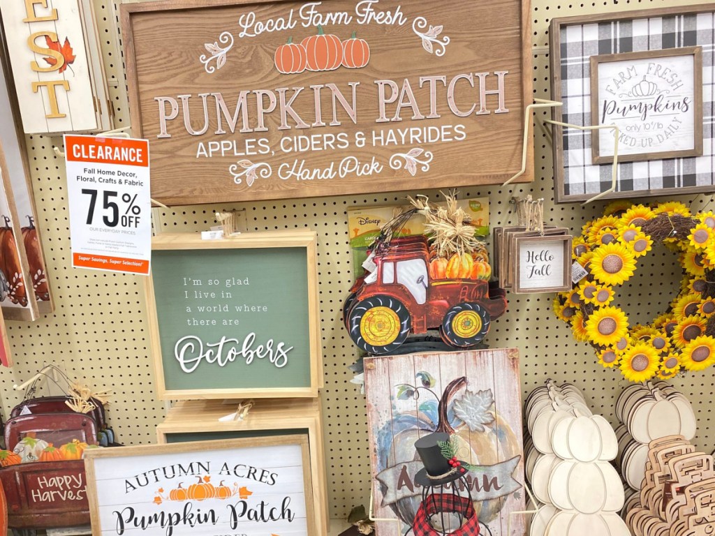 display of hobby lobby fall decor