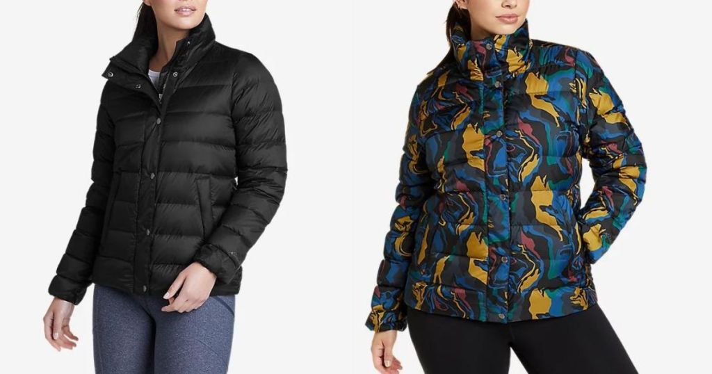 2 women wearing eddie bauer jackets