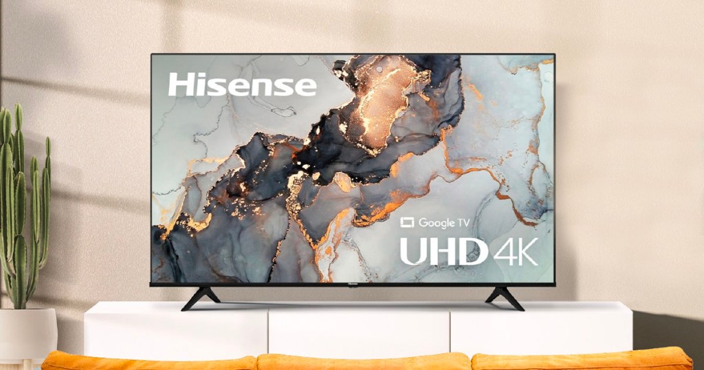 hisense 4k tv on tv stand in living room