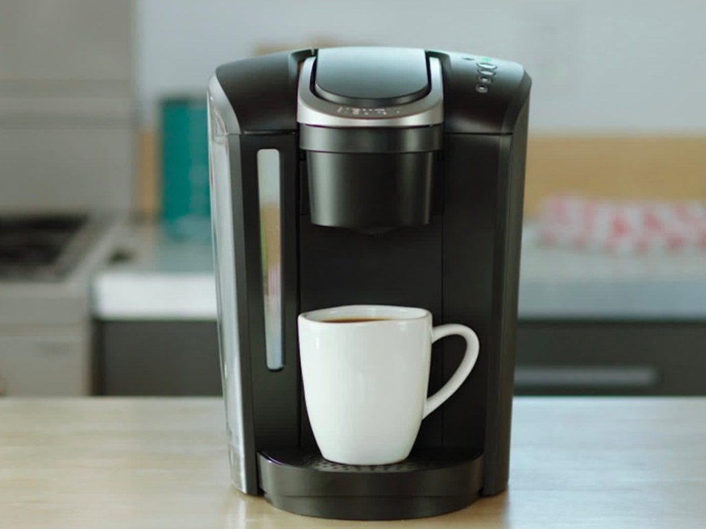  black keurig coffee maker on countertop