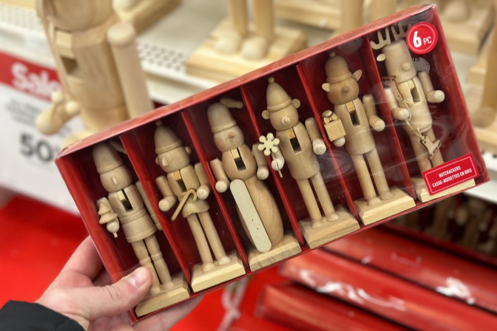 6 mini wooden nutcrackers