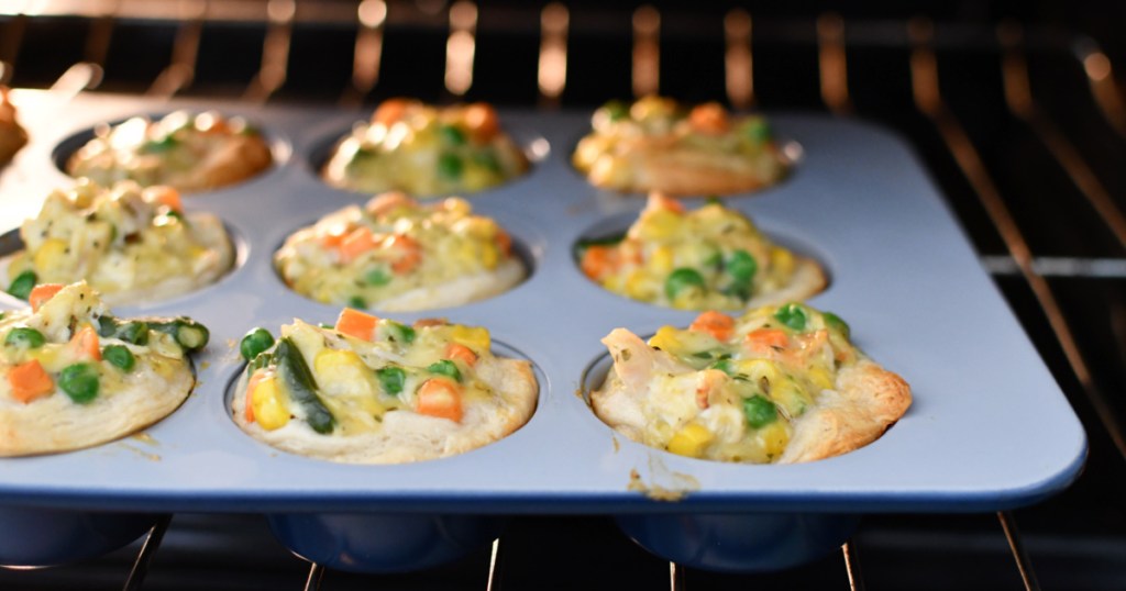 mini chicken pot pies in muffin pan