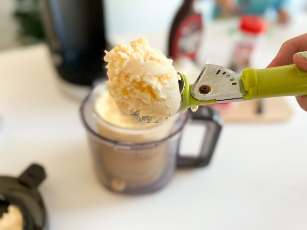 ice cream on scooper