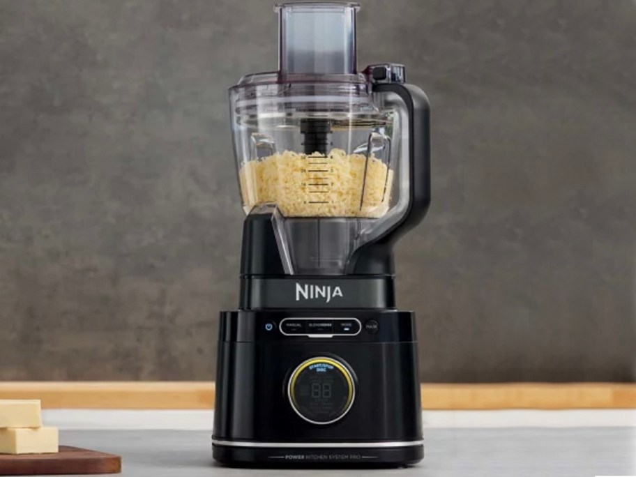 ninja blender with shredded cheese inside