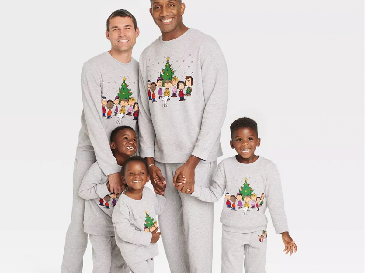 family wearing matching family fleece