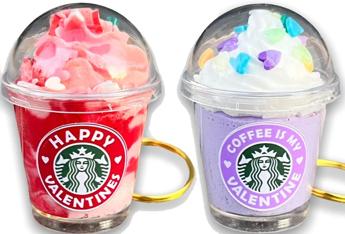 valentines starbucks keychains