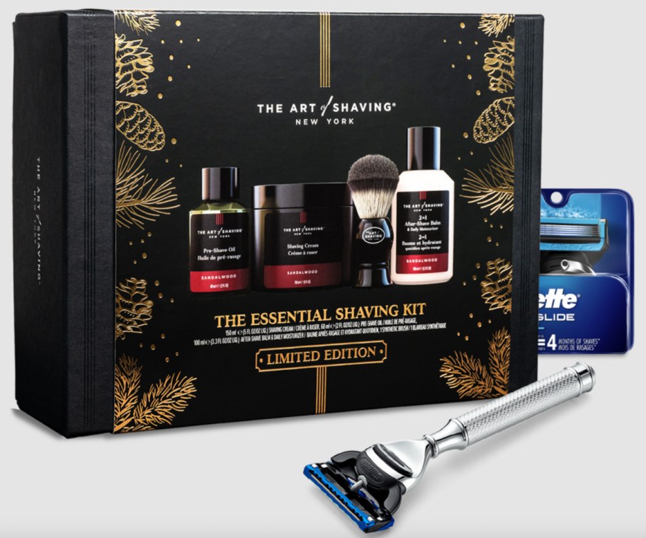 shaving kit in a box with razoe