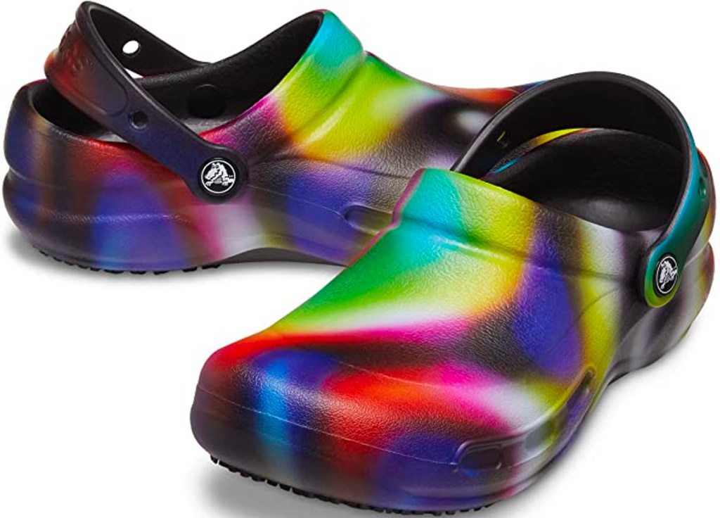 crocs solarized tye dye stock image