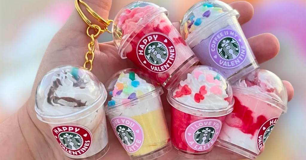 valentines starbucks keychains