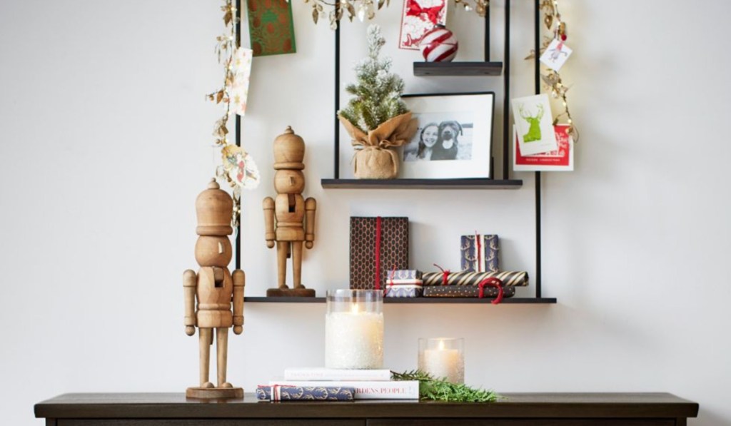 wood nutcrackers on shelf