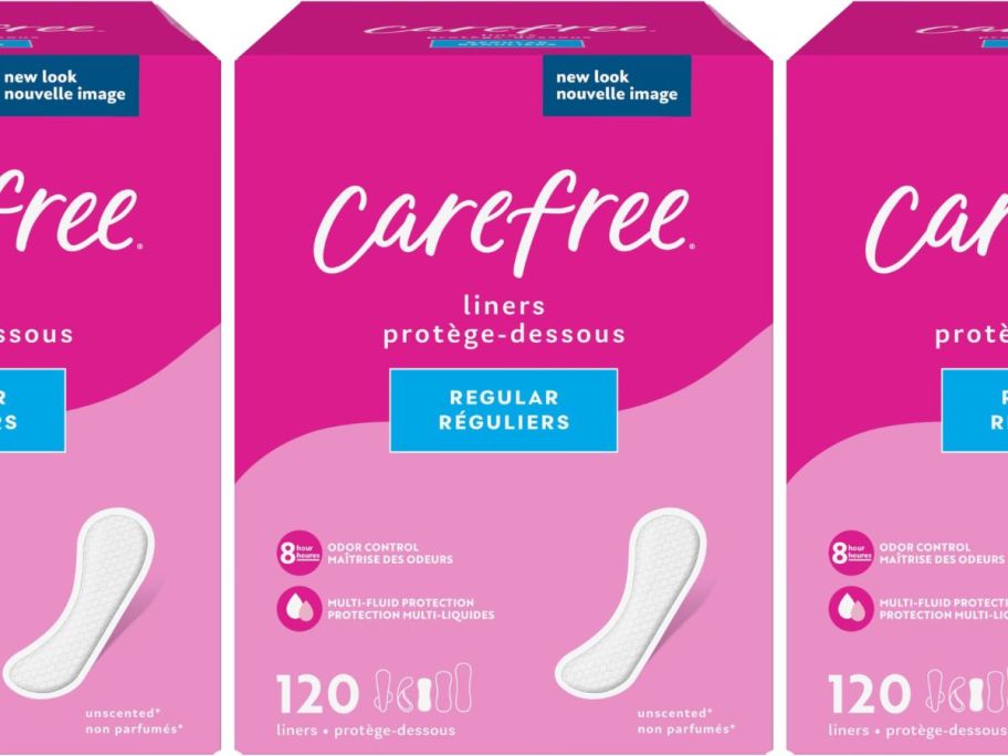 3 boxes of Carefree Unscented Liners