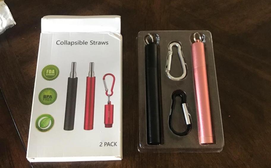 box of reusable silicone straws on table