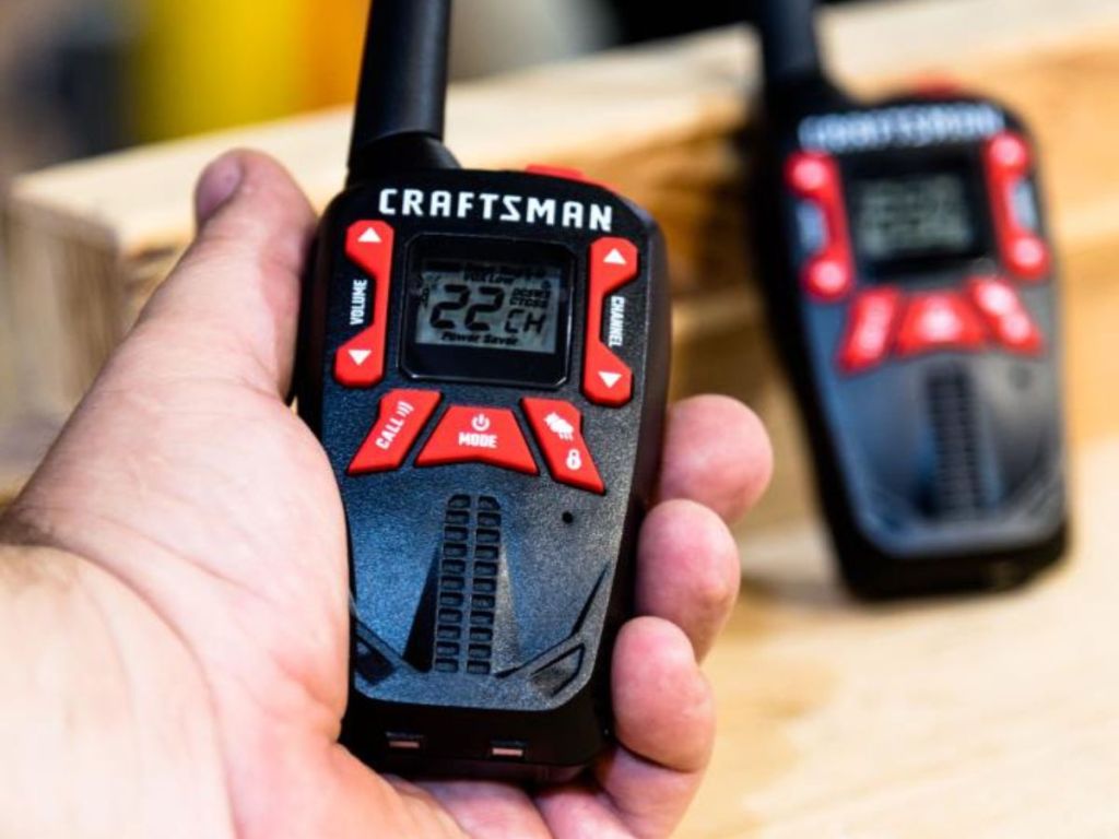 hand holding a Craftsman Walkie Talkie