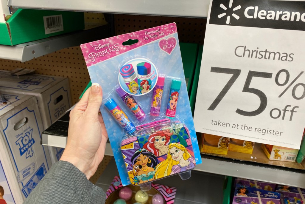 A disney princess lip balm gift set on after-Christmas clearance