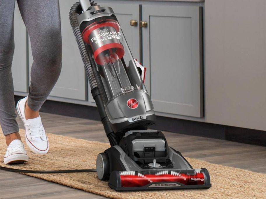 a Hoover MAXLife High-Performance Swivel Pet Bagless Corded Upright Vacuum