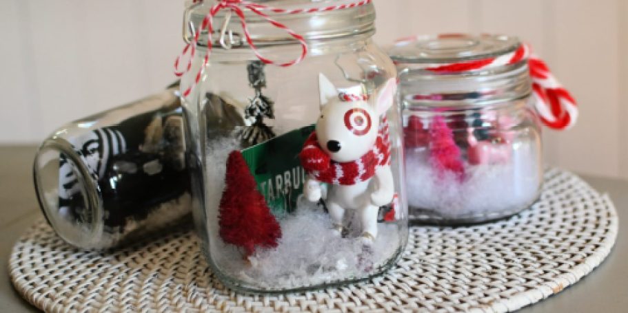 These DIY Mason Jar Snow Globes Make The Perfect Gift Card Holder!