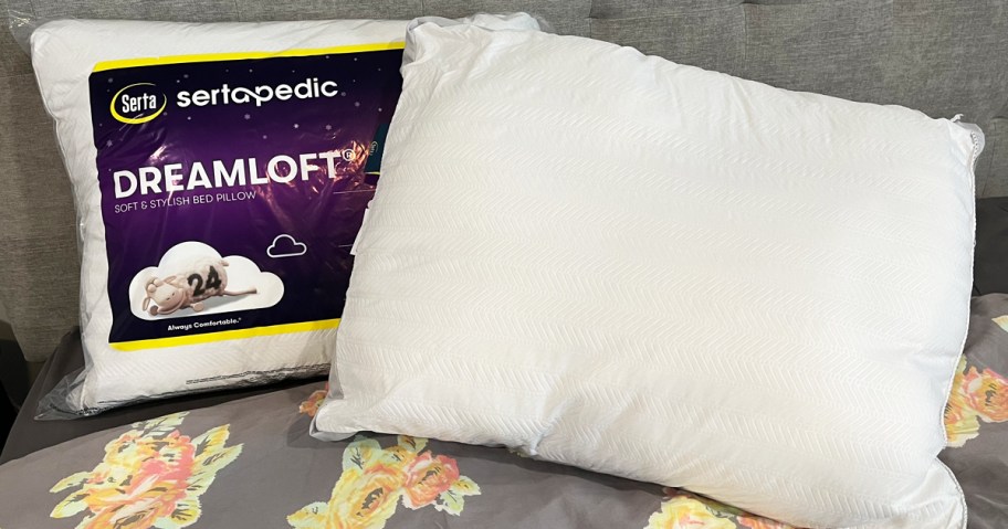 white Serta Bed Pillows on bed