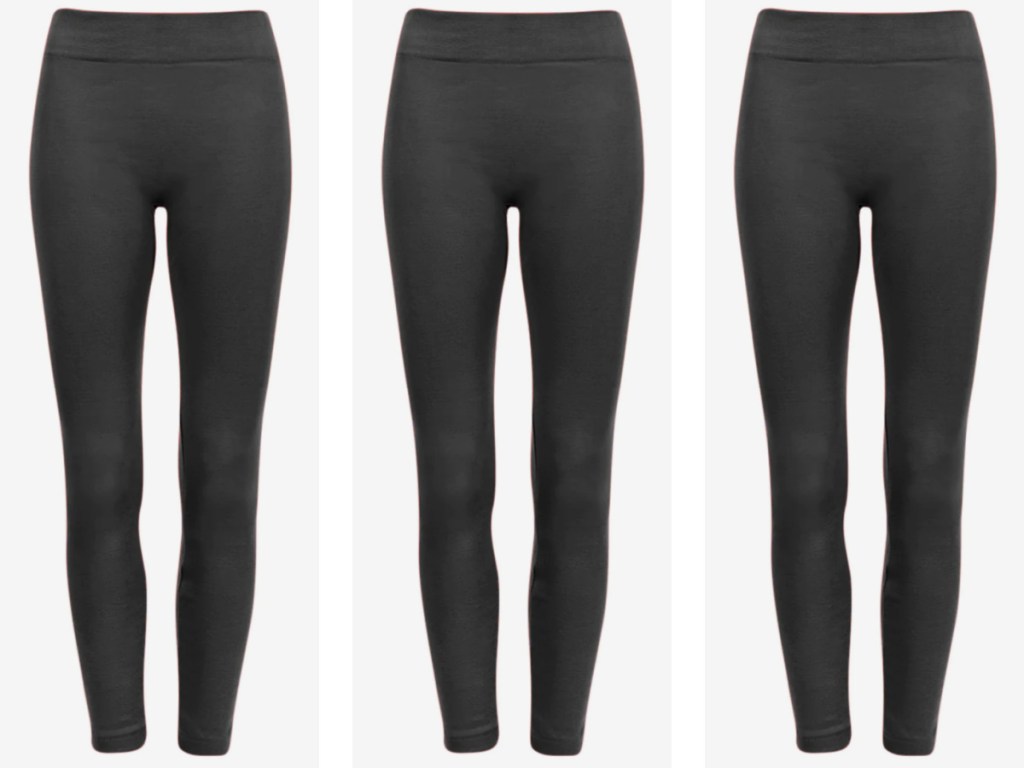 3 side by sidepairs of True Rock Fleece Leggings