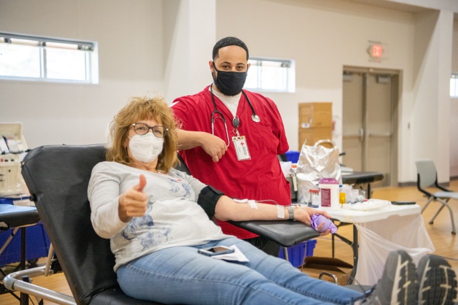 woman donating blood