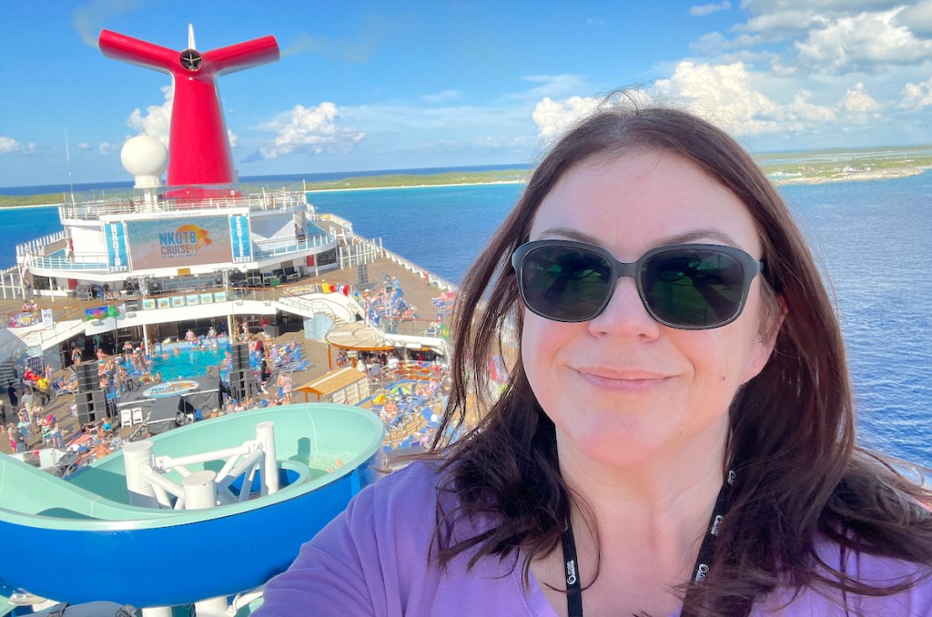 woman standing outside on cruise ship