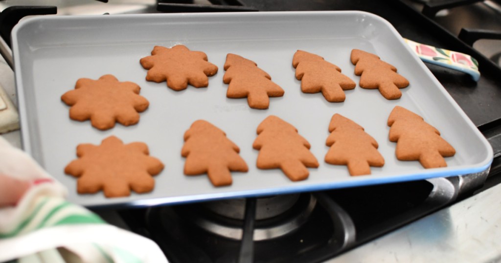 cookies on a caraway baking sheet pan