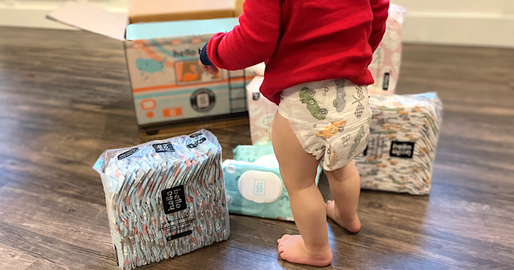 baby wearing hello bello diapers