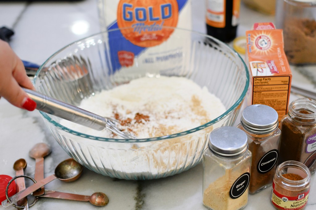 mixing dry ingredients in a bowl