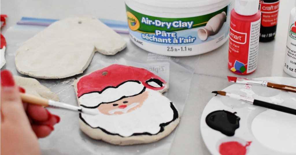 painting a Santa Ornament face