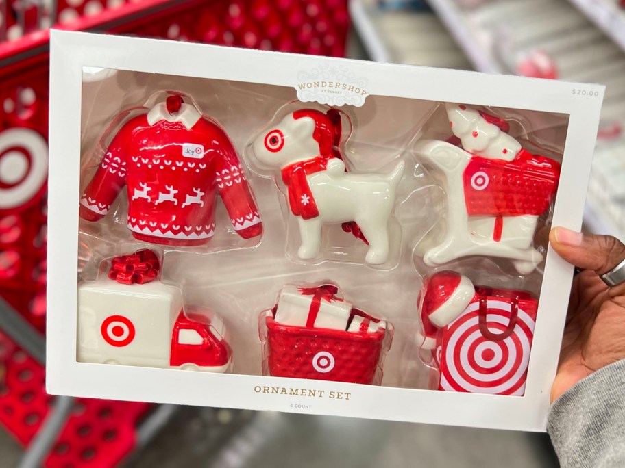 hand holding target wondershop ornament set