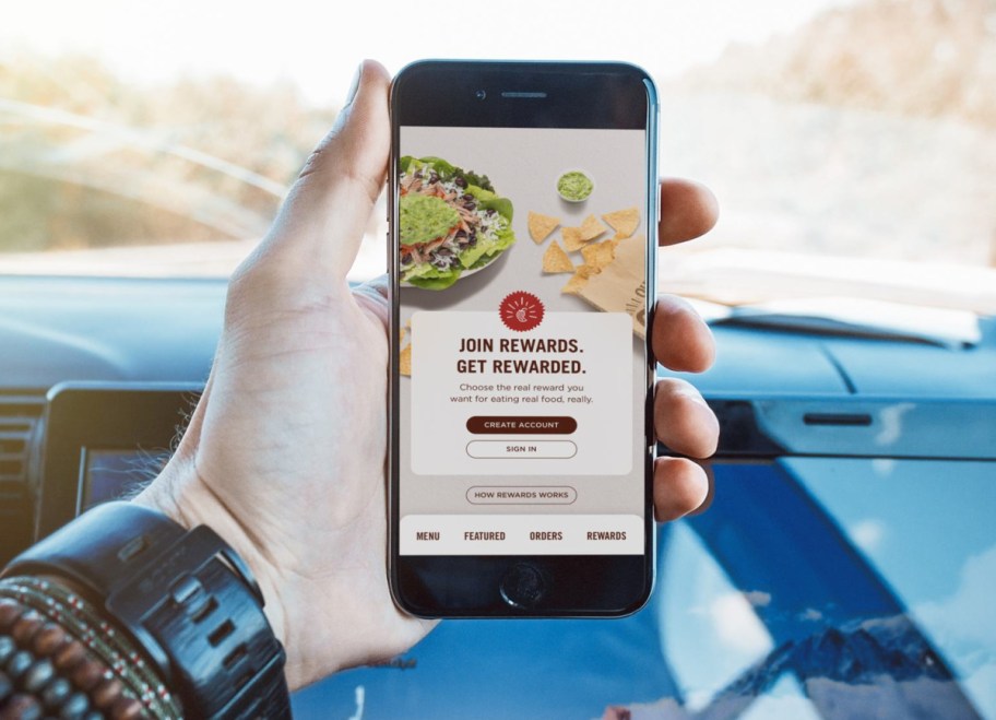 Showing the Chipotle App, one of the apps that gives you free food at sign up