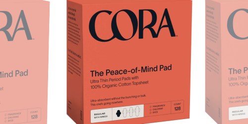 Cora Pads 128-Count Just $14.97 Shipped on Costco.online (Free from Fragrance, Chlorine, & Dyes)