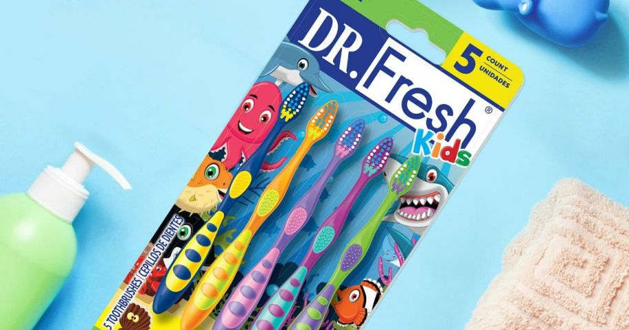 a pack of Dr. Fresh Toothbrushes