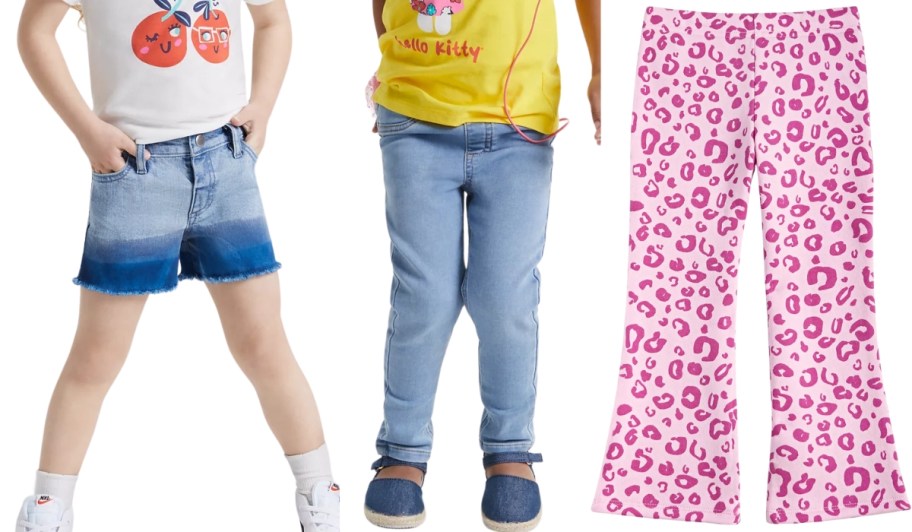 epic threads toddler girls denim shorts, jeggings, and flared leggings