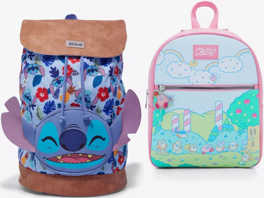 Stock images of Stitch and Kirby & Friends Baackpacks